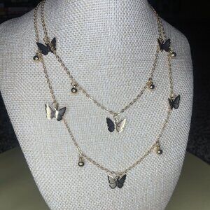 Beautiful Layered Gold Butterfly Necklace